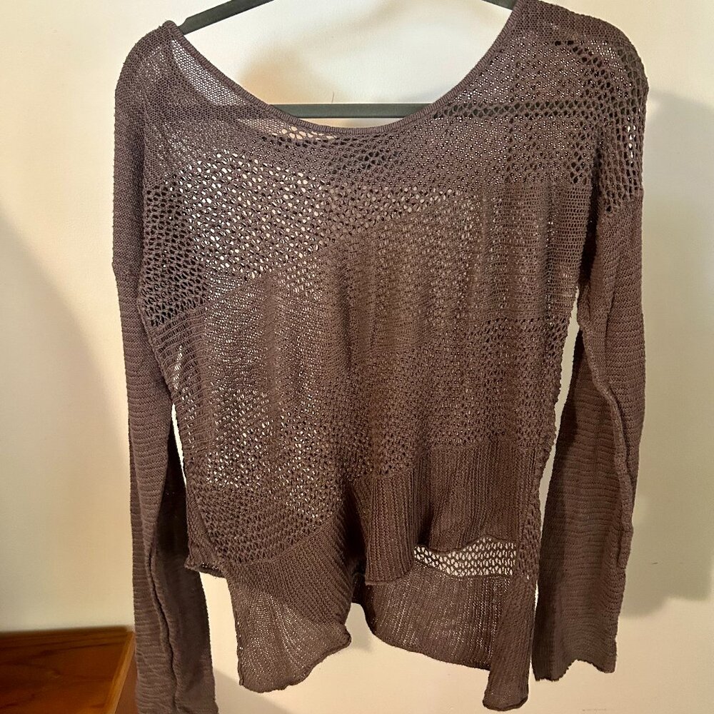 prAna Open-Knit Sweater, Size M, Taupe Brown